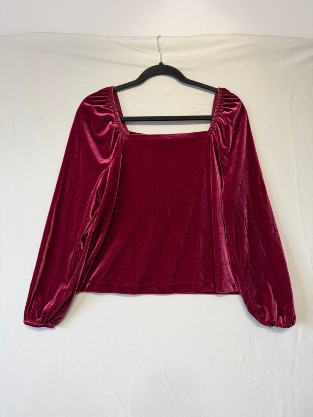 Womens Whimsigoth Velvet Puff Sleeve Top L Burgundy Vamp Dark Romantic Witchy
